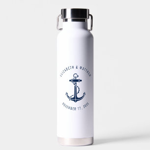 Nautischer Bootsanker Navy Blau Strand Hochzeit Trinkflasche