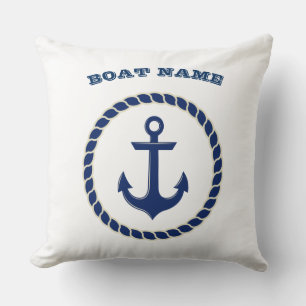Nautischer Bootsname, Seil, Anker Navy Blau Gestre Kissen