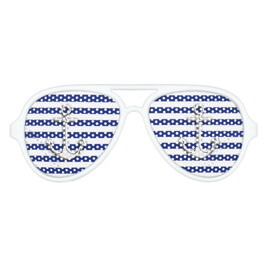 Nautischer Chrome wie Anker auf Navy Stripes Sonnenbrille (Vorderseite)