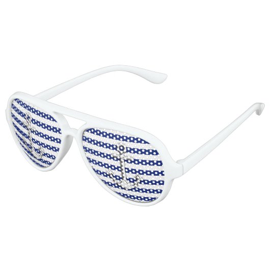 Nautischer Chrome wie Anker auf Navy Stripes Sonnenbrille (Schrägansicht)