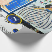 NAUTISCHER DEKO SCHAUTY FASHION BLUE GEM MONOGRAMM GESCHENKPAPIER (Ecke)