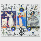 NAUTISCHER DEKO SCHAUTY FASHION BLUE GEM MONOGRAMM GESCHENKPAPIER (Flach)