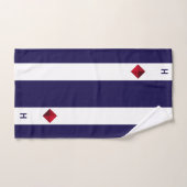 Nautischer Diamant und Monogramm auf blau und weiß Badhandtuch Set (Handtuch)