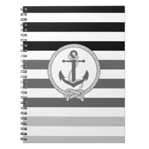 Nautischer dr grauer Anker/Navy Knoten/schwarzer S Notizblock