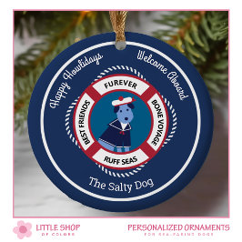 Nautischer Empfang an Bord des Sailor Dog Keramik Ornament