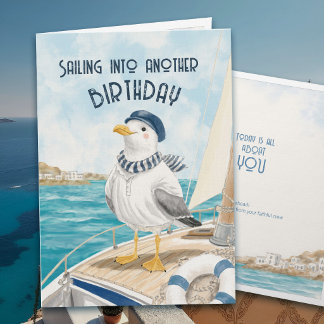 Nautischer Geburtstag Möwe Küsten Segelboot Whimsy Karte
