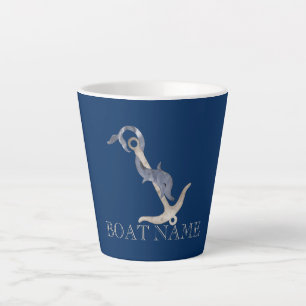 Nautischer Geist Anker Delphin Marineblau Milchtasse