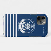 Nautischer Geist Anker, Rad, Navy Blue Case-Mate iPhone Hülle (Rückseite (Horizontal))