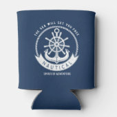 Nautischer Geist Anker, Rad, Navy Blue Dosenkühler (Rückseite)