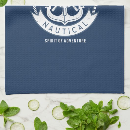 Nautischer Geist Anker, Rad, Navy Blue Geschirrtuch (Gefaltet)