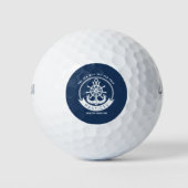 Nautischer Geist Anker, Rad, Navy Blue Golfball (Vorderseite)