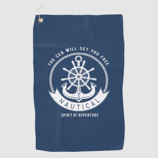Nautischer Geist Anker, Rad, Navy Blue Golfhandtuch (Vorderseite)