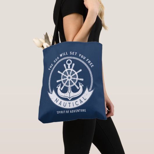Nautischer Geist Anker, Rad, Navy Blue Tasche (Von Nahem)