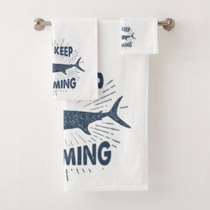 Nautischer Hai Behalte nur schwimmen Badhandtuch Set