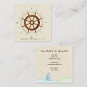 nautischer Helm- und Kompassgeschäft Quadratische Visitenkarte (Vorne/Hinten)