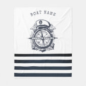 Nautischer Hut, Anker, Radmarineblau gestreift Fleecedecke (Vorderseite)