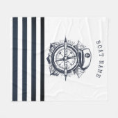 Nautischer Hut, Anker, Radmarineblau gestreift Fleecedecke (Vorderseite (Horizontal))