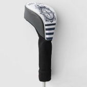 Nautischer Hut, Anker, Radmarineblau gestreift Golf Headcover (angewinkelt)