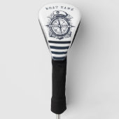 Nautischer Hut, Anker, Radmarineblau gestreift Golf Headcover (Vorderseite)