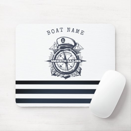 Nautischer Hut, Anker, Radmarineblau gestreift Mousepad (Mit Mouse)