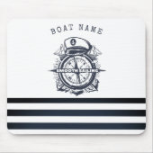 Nautischer Hut, Anker, Radmarineblau gestreift Mousepad (Vorne)