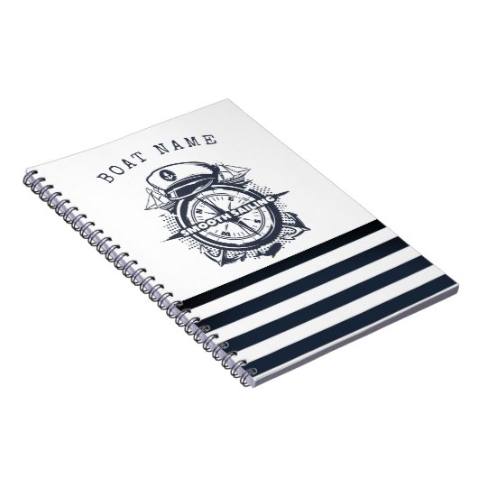 Nautischer Hut, Anker, Radmarineblau gestreift Notizblock (Rechte Seite)