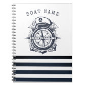 Nautischer Hut, Anker, Radmarineblau gestreift Notizblock (Vorderseite)