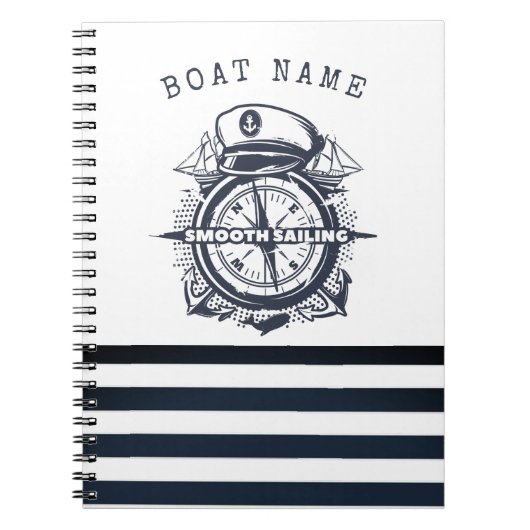 Nautischer Hut, Anker, Radmarineblau gestreift Notizblock (Vorderseite)