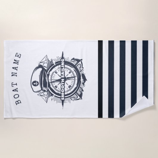 Nautischer Hut, Anker, Radmarineblau gestreift Strandtuch (Vorderseite)