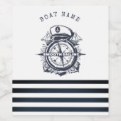 Nautischer Hut, Anker, Radmarineblau gestreift Weinetikett (Einzelnes Label)