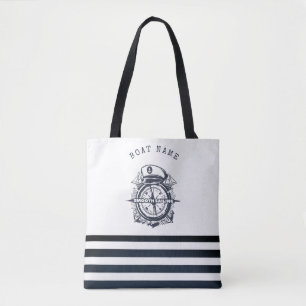 Nautischer Hut, Anker, Steuerrad Navyblau gestreif Tasche