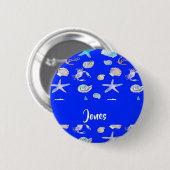 nautischer individuelle Name auf blau Button (Vorne & Hinten)