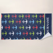 Nautischer Individuelle Name für personalisierte A Strandtuch (Vorderseite)