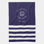 Nautischer Individuelle Name Geschirrtuch (Vertikal)