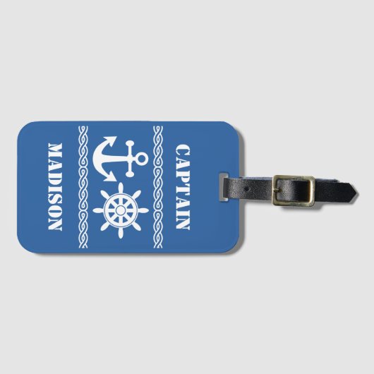 Nautischer individuelle Name und Farbe Gepäckanhänger (Vorderseite (Horizontal))