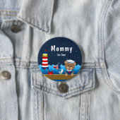 Nautischer Junge Bär Rot und Marine Mami wird Button (Beispiel)