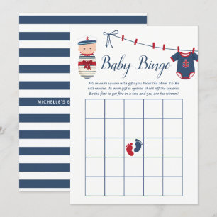Nautischer Jungen-Baby-Party Baby-Bingo Einladung