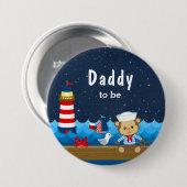 Nautischer Jungenaffe Rot und Navy Daddy wird Papa Button (Vorne & Hinten)