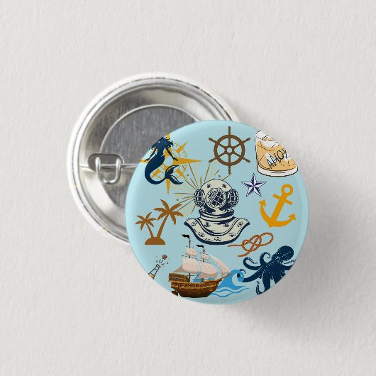 Nautischer Junggesellenabschied Button (Vorne & Hinten)