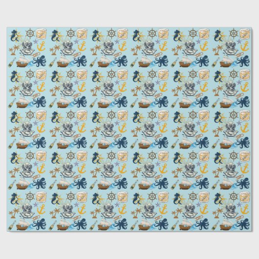 Nautischer Junggesellenabschied Geschenkpapier (Flach)