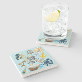 Nautischer Junggesellenabschied Steinuntersetzer (Seitenansicht)