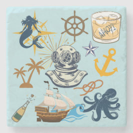 Nautischer Junggesellenabschied Steinuntersetzer