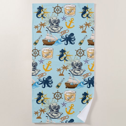 Nautischer Junggesellenabschied Strandtuch (Vorderseite)