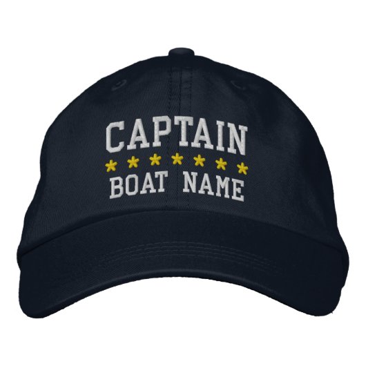 Nautischer Kapitän Ihr Boot Name Cap Bl Bestickte Baseballkappe (Vorderseite)