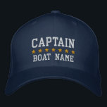 Nautischer Kapitän Ihr Boot Name Cap Blue Bestickte Kappe<br><div class="desc">Nautical Blue Captain Ihr Boot Name Personalisiert Baseball Cap</div>