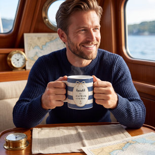 Nautischer Kapitän meines Herzens Skript Name Anke Kaffeetasse