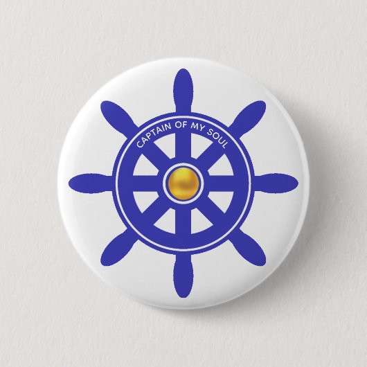 Nautischer Kapitän royalblaues Schiffshilfen auf w Button (Vorderseite)