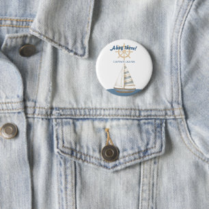 Nautischer Kindergeburtstag Blaues und weißes Sc Button