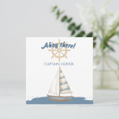 Nautischer Kindergeburtstag | Blaues und weißes Sc Dankeskarte (Stehend Vorderseite)