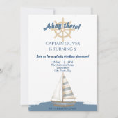Nautischer Kindergeburtstag | Blaues und weißes Sc Einladung (Vorderseite)